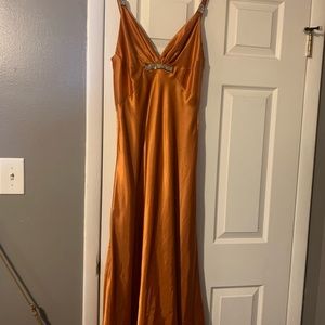 A line, formal/prom dress size 9/10! Unique burnt orange color.